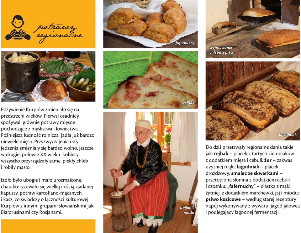 Przyzwyczajenia i styl jedzenia zmieniały się bardzo wolno, jeszcze w drugiej połowie XX wieku kobiety wszystko przyrządzały same, piekły chleb i robiły masło.