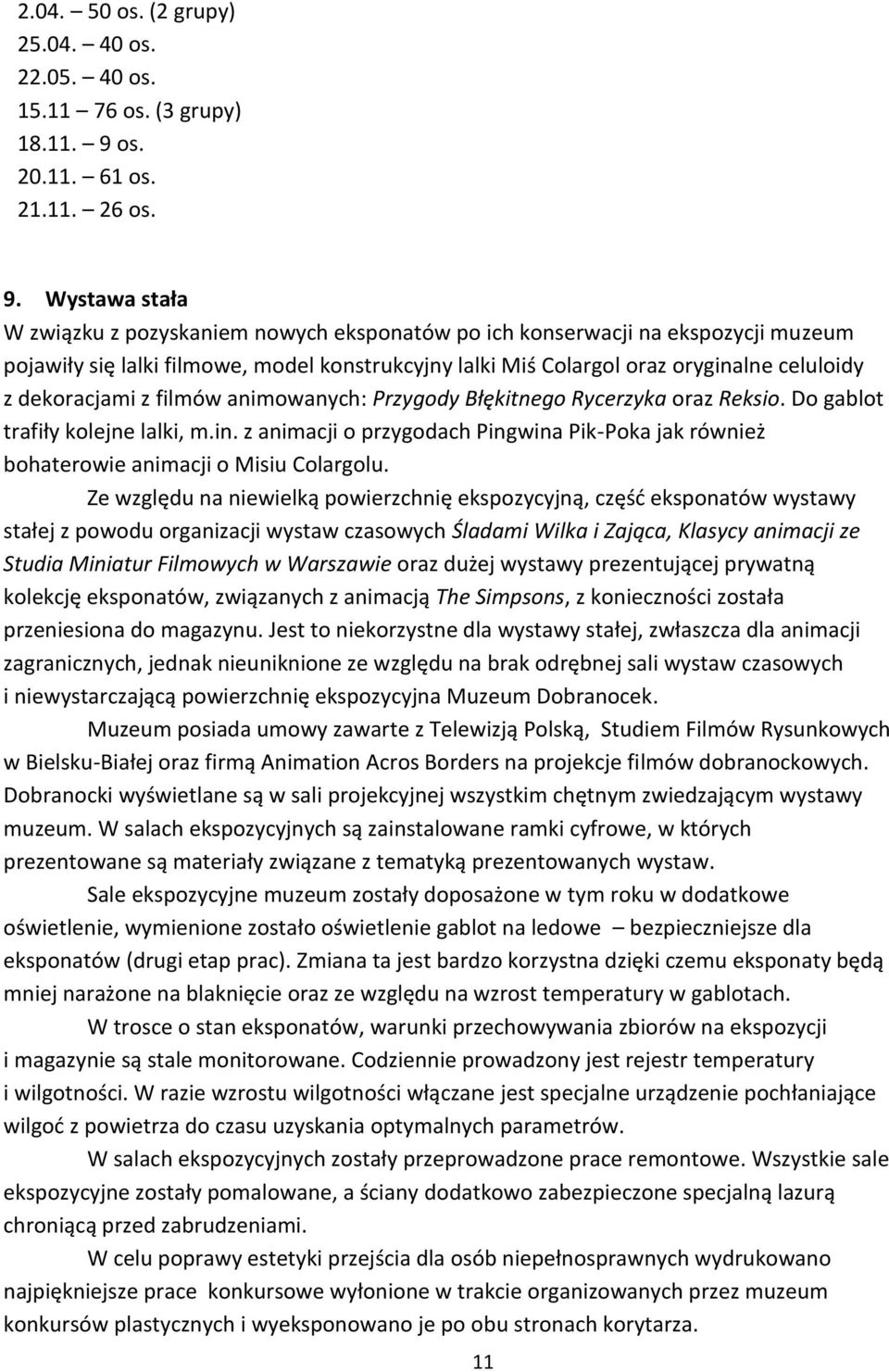 Wystawa stała W związku z pozyskaniem nowych eksponatów po ich konserwacji na ekspozycji muzeum pojawiły się lalki filmowe, model konstrukcyjny lalki Miś Colargol oraz oryginalne celuloidy z