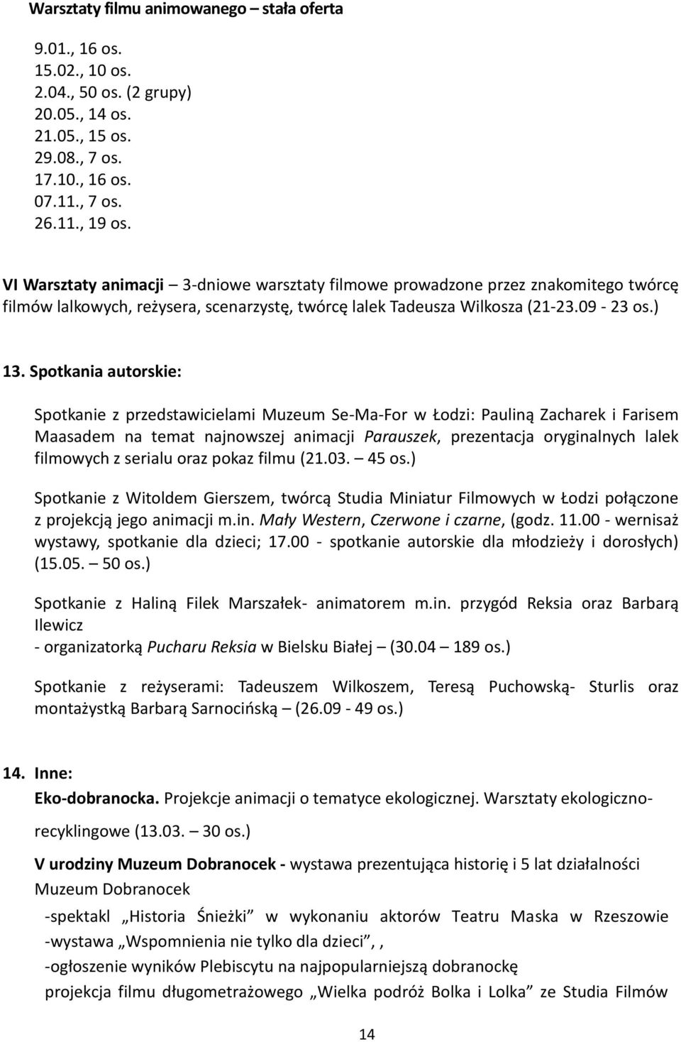 Spotkania autorskie: Spotkanie z przedstawicielami Muzeum Se-Ma-For w Łodzi: Pauliną Zacharek i Farisem Maasadem na temat najnowszej animacji Parauszek, prezentacja oryginalnych lalek filmowych z