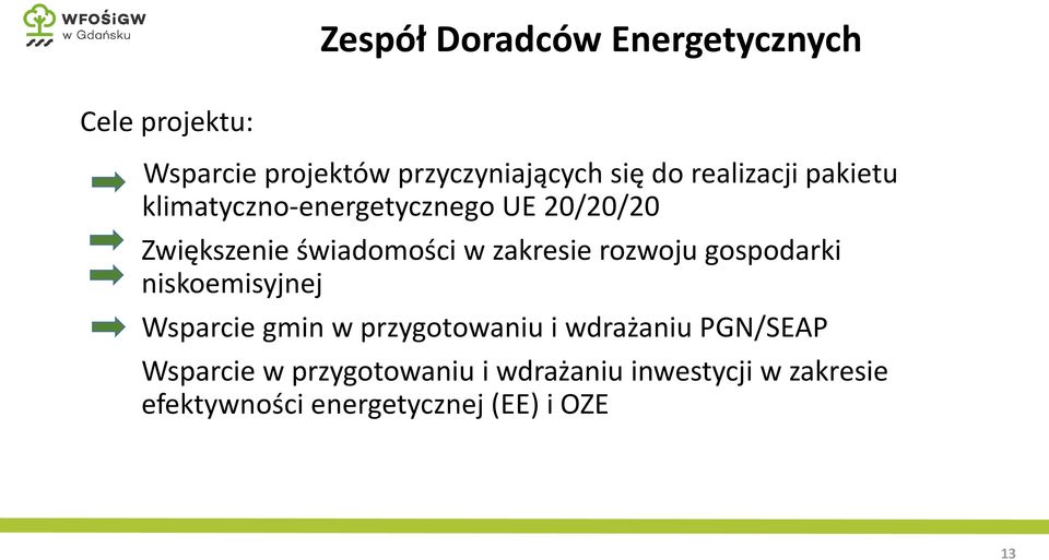 zakresie rozwoju gospodarki niskoemisyjnej Wsparcie gmin w przygotowaniu i wdrażaniu