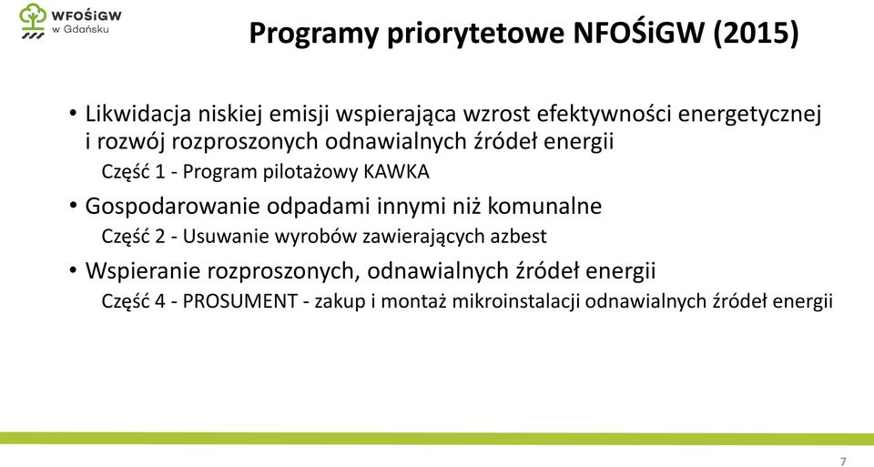 Gospodarowanie odpadami innymi niż komunalne Część 2 - Usuwanie wyrobów zawierających azbest Wspieranie