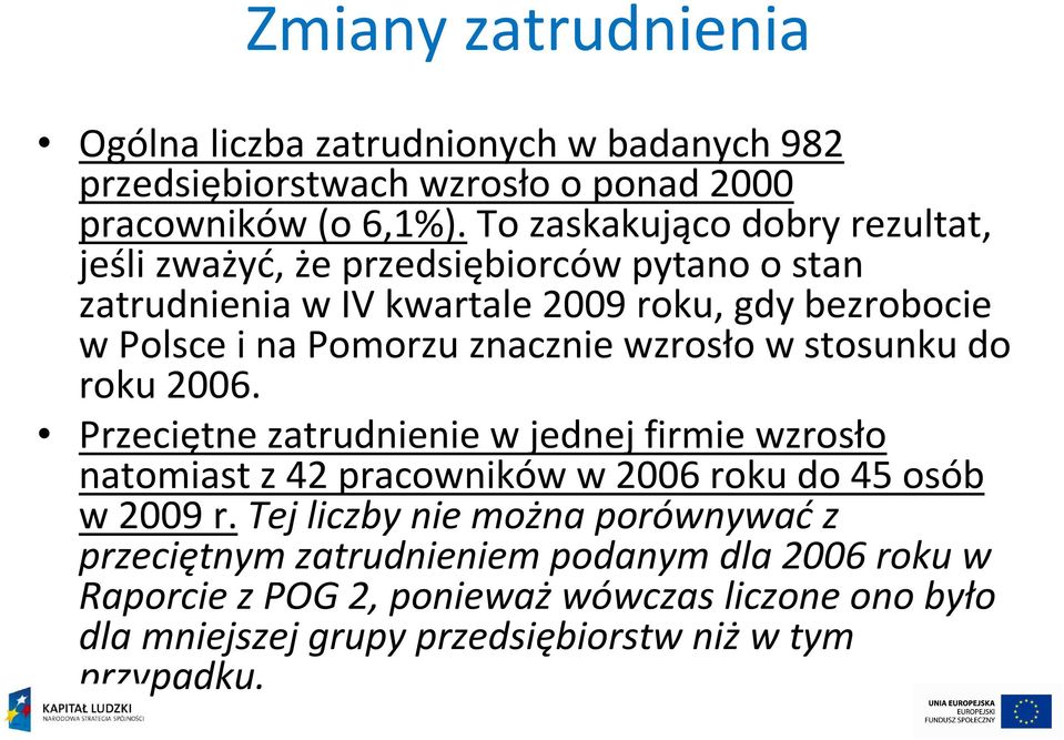 znacznie wzrosło w stosunku do roku 2006. Przeciętne zatrudnienie w jednej firmie wzrosło natomiast z 42 pracowników w 2006 roku do 45 osób w 2009 r.