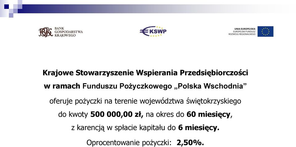 świętokrzyskiego do kwoty 500 000,00 zł, na okres do 60 miesięcy, z