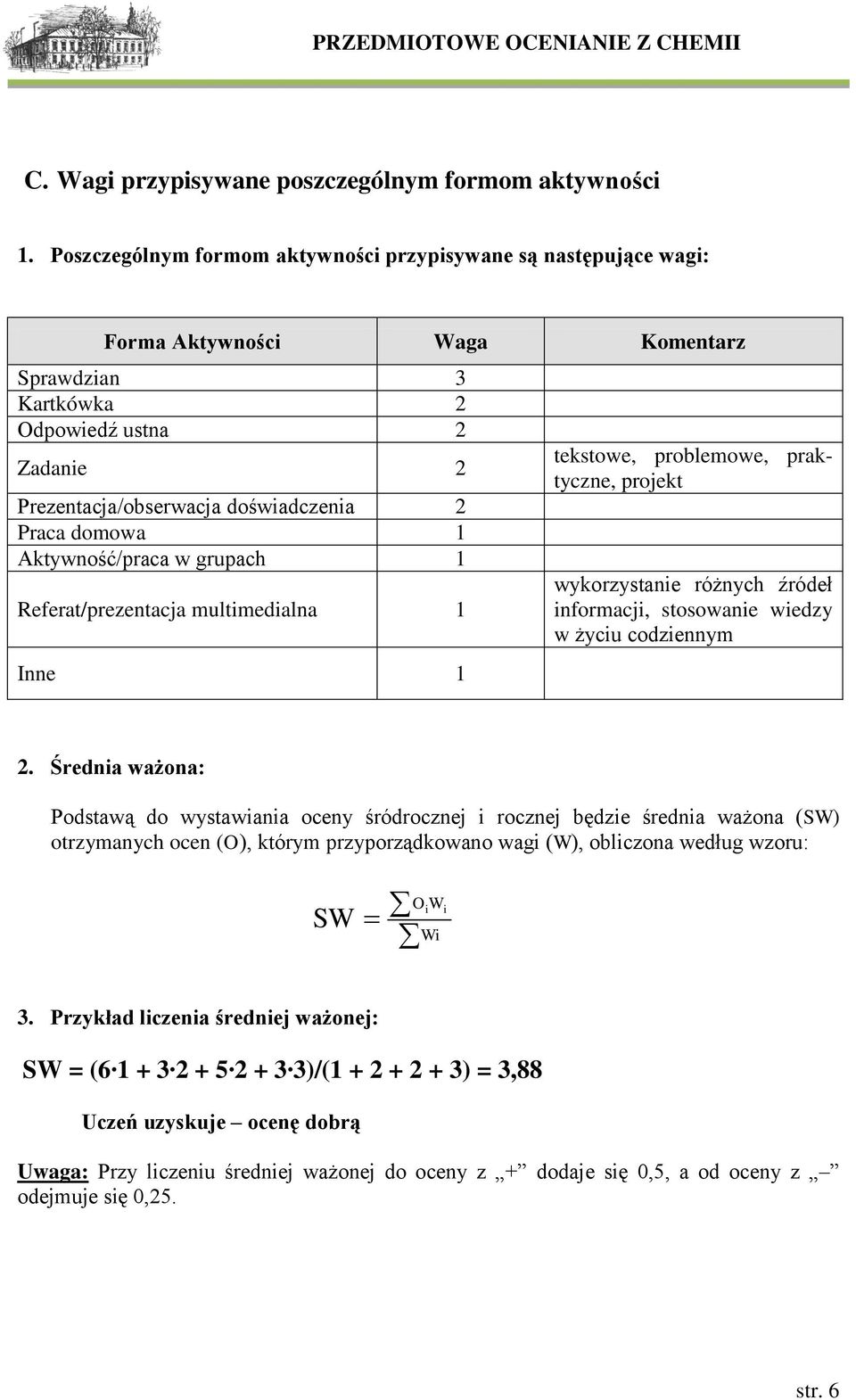 domowa 1 Aktywność/praca w grupach 1 Referat/prezentacja multimedialna 1 Inne 1 tekstowe, problemowe, praktyczne, projekt wykorzystanie różnych źródeł informacji, stosowanie wiedzy w życiu codziennym