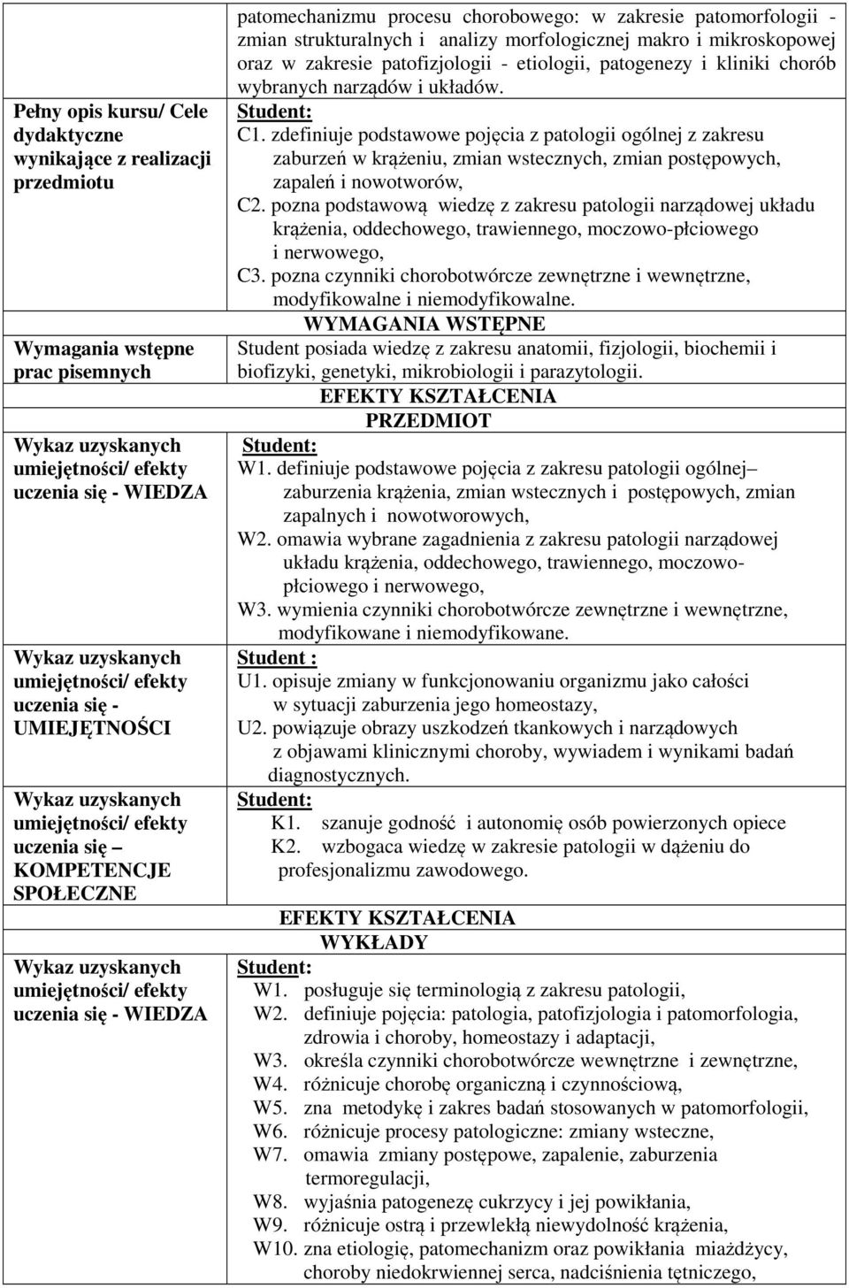 zdefiniuje podstawowe pojęcia z patologii ogólnej z zakresu zaburzeń w krążeniu, zmian wstecznych, zmian postępowych, zapaleń i nowotworów, C.