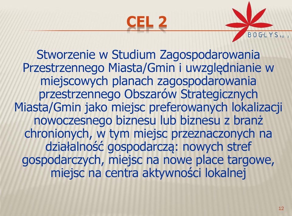 lokalizacji nowoczesnego biznesu lub biznesu z branż chronionych, w tym miejsc przeznaczonych na