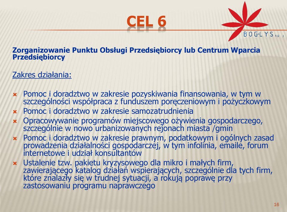/gmin Pomoc i doradztwo w zakresie prawnym, podatkowym i ogólnych zasad prowadzenia działalności gospodarczej, w tym infolinia, emaile, forum internetowe i udział konsultantów Ustalenie tzw.