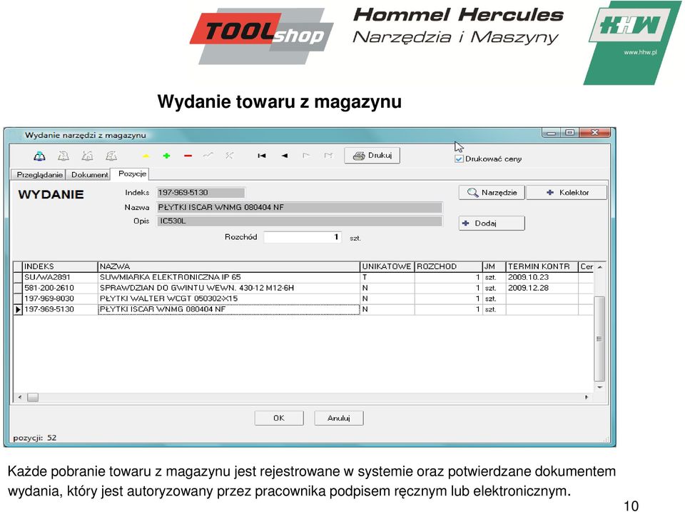 potwierdzane dokumentem wydania, który jest