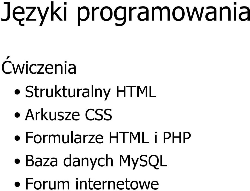 Arkusze CSS Formularze HTML i