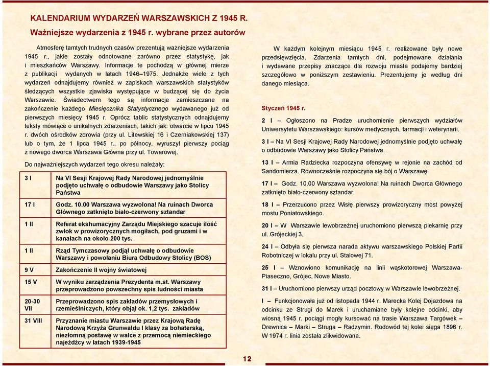 Jednakże wiele z tych wydarzeń odnajdujemy również w zapiskach warszawskich statystyków śledzących wszystkie zjawiska występujące w budzącej się do życia Warszawie.