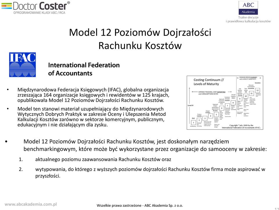 Model ten stanowi materiał uzupełniający do Międzynarodowych Wytycznych Dobrych Praktyk w zakresie Oceny i Ulepszenia Metod Kalkulacji Kosztów zarówno w sektorze komercyjnym, publicznym, edukacyjnym