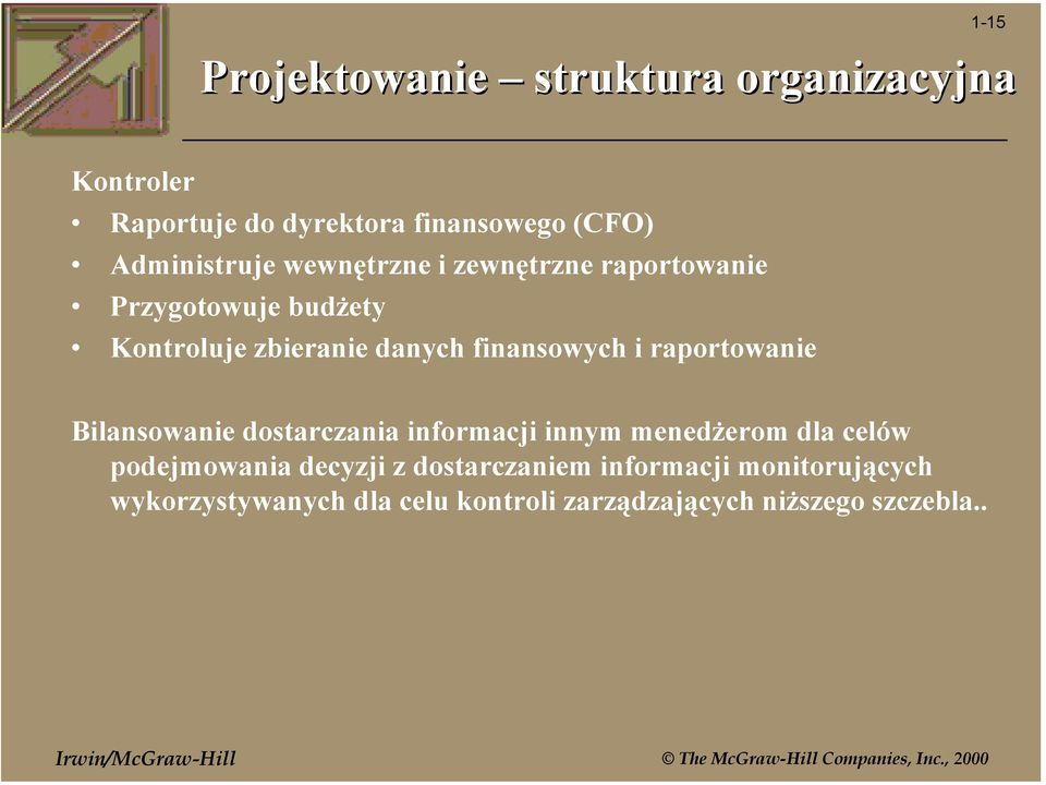 finansowych i raportowanie Bilansowanie dostarczania informacji innym menedżerom dla celów podejmowania