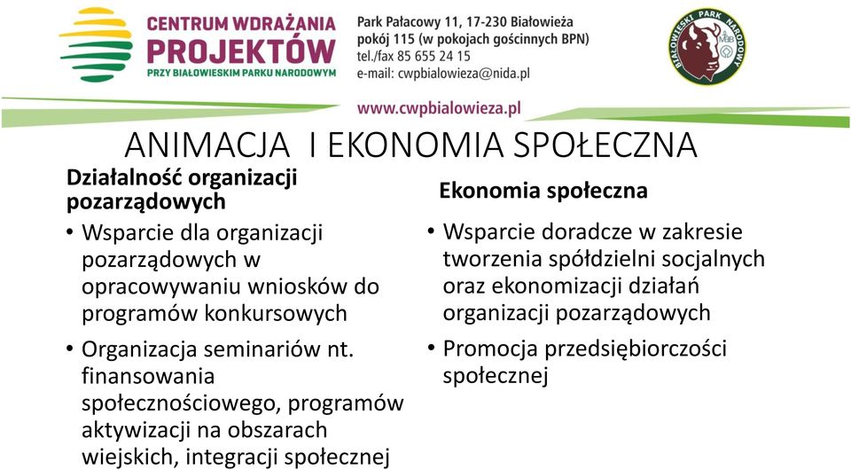 finansowania społecznościowego, programów aktywizacji na obszarach wiejskich, integracji społecznej Ekonomia