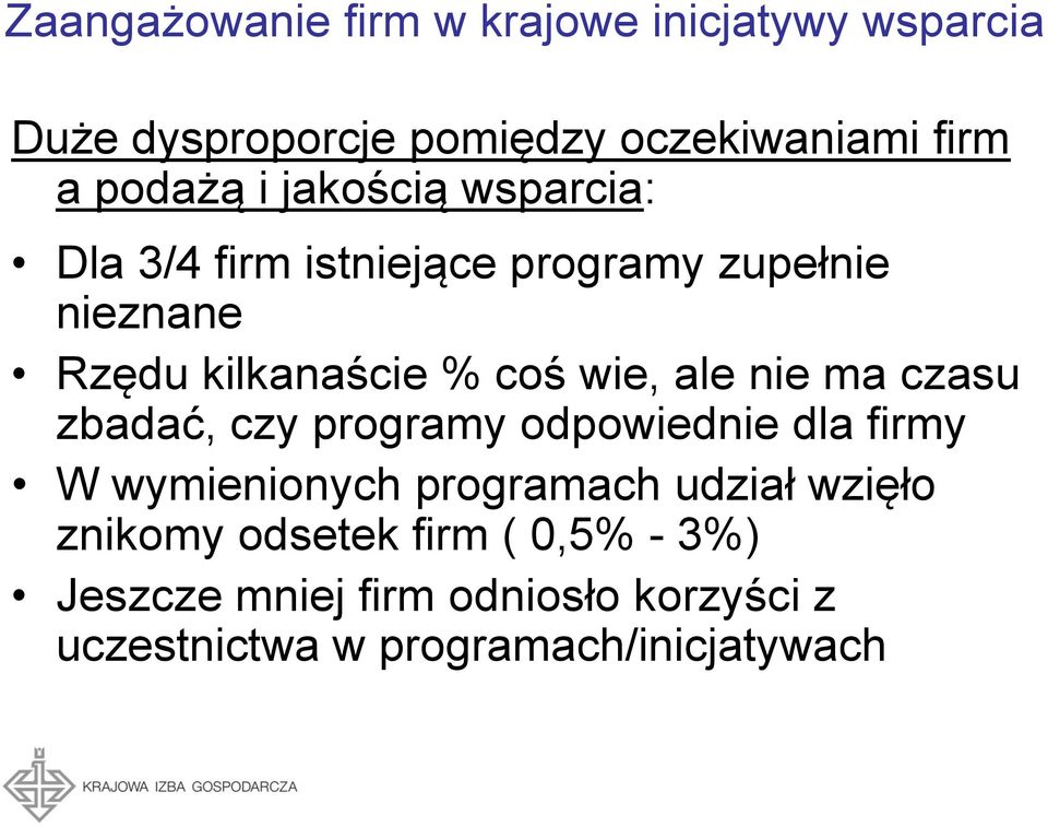 ale nie ma czasu zbadać, czy programy odpowiednie dla firmy W wymienionych programach udział wzięło