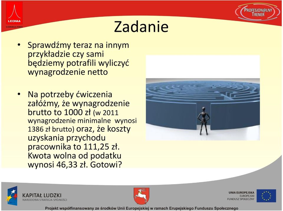 zł (w 2011 wynagrodzenie minimalne wynosi 1386 zł brutto) oraz, że koszty