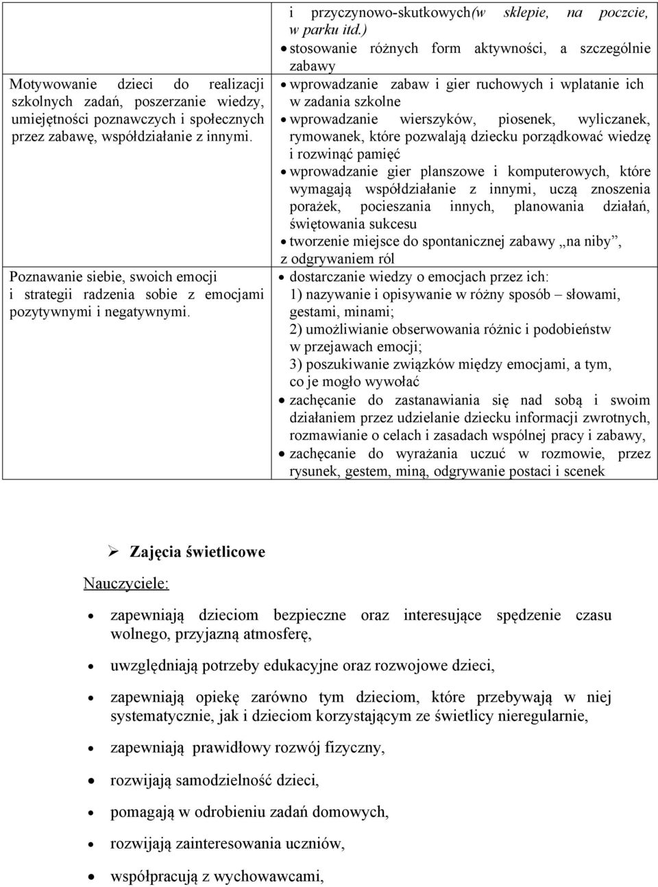 ) stosowanie różnych form aktywności, a szczególnie zabawy wprowadzanie zabaw i gier ruchowych i wplatanie ich w zadania szkolne wprowadzanie wierszyków, piosenek, wyliczanek, rymowanek, które