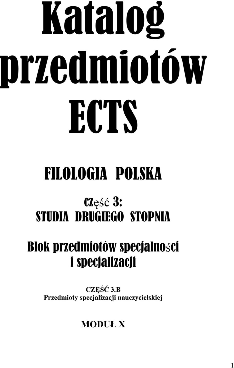 przedmiotów specjalności i specjalizacji