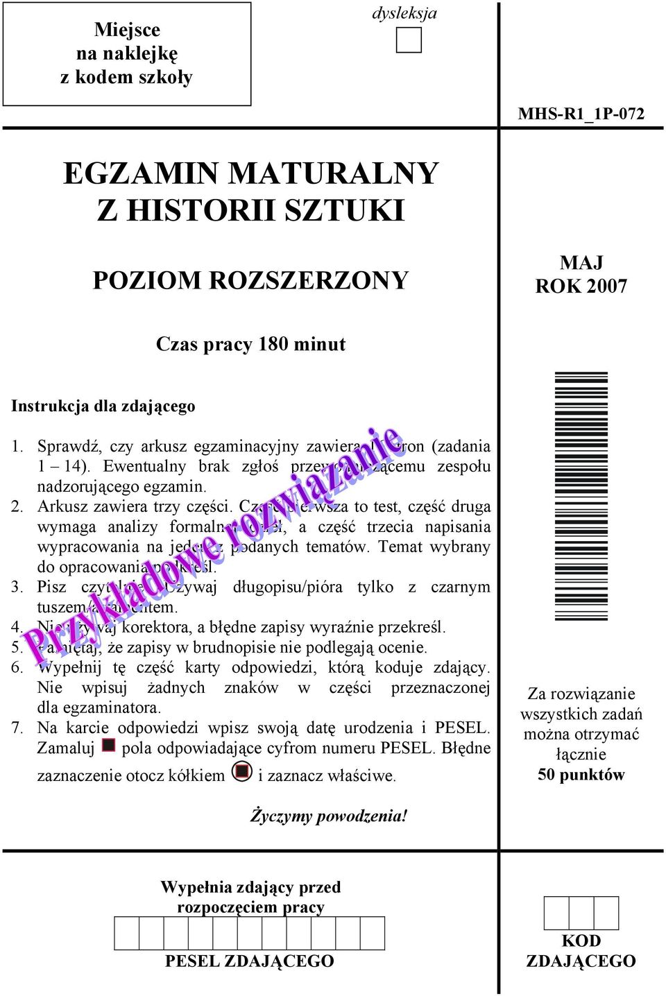 Część pierwsza to test, część druga wymaga analizy formalnej dzieł, a część trzecia napisania wypracowania na jeden z podanych tematów. Temat wybrany do opracowania podkreśl. 3. Pisz czytelnie.