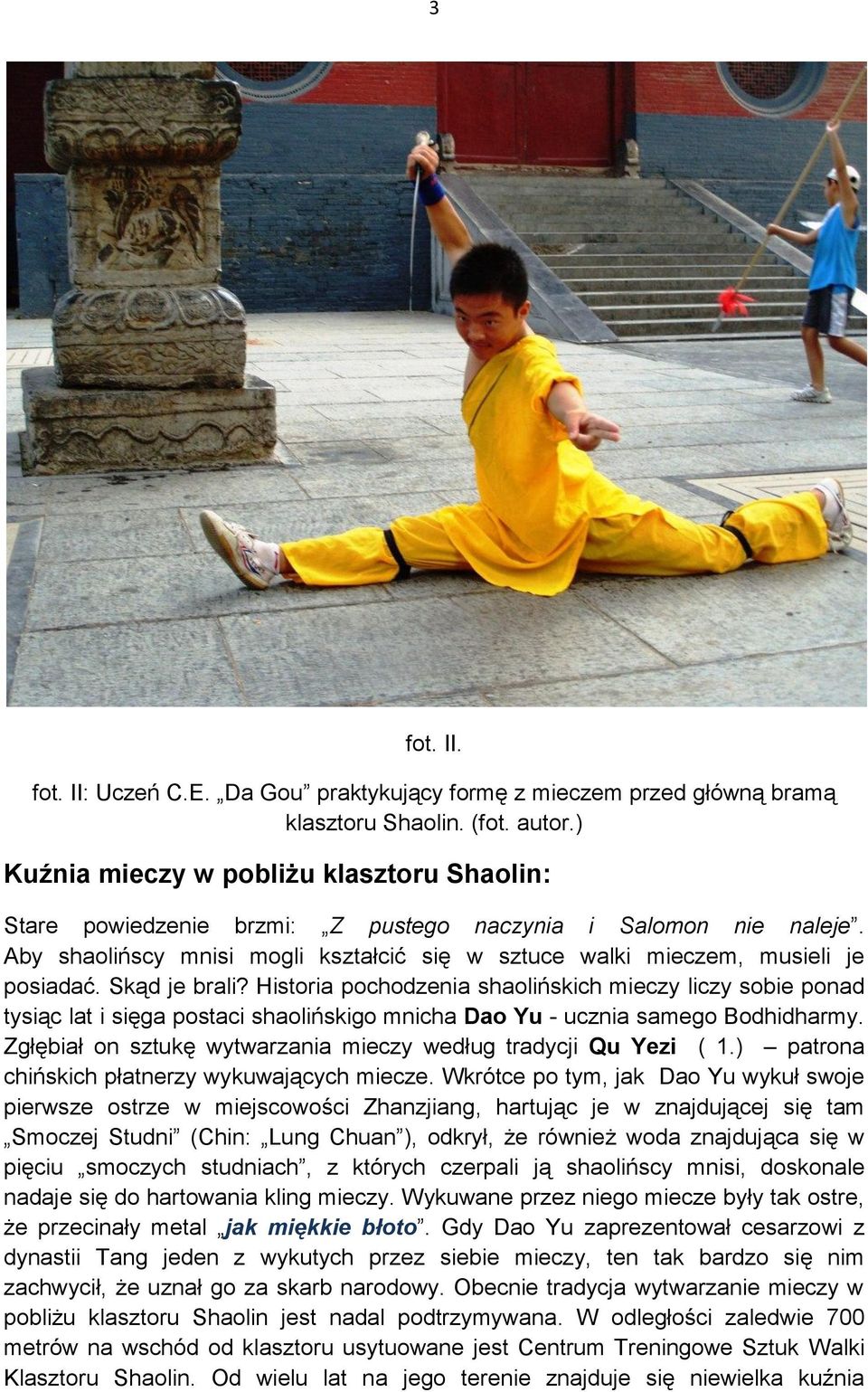 Skąd je brali? Historia pochodzenia shaolińskich mieczy liczy sobie ponad tysiąc lat i sięga postaci shaolińskigo mnicha Dao Yu - ucznia samego Bodhidharmy.