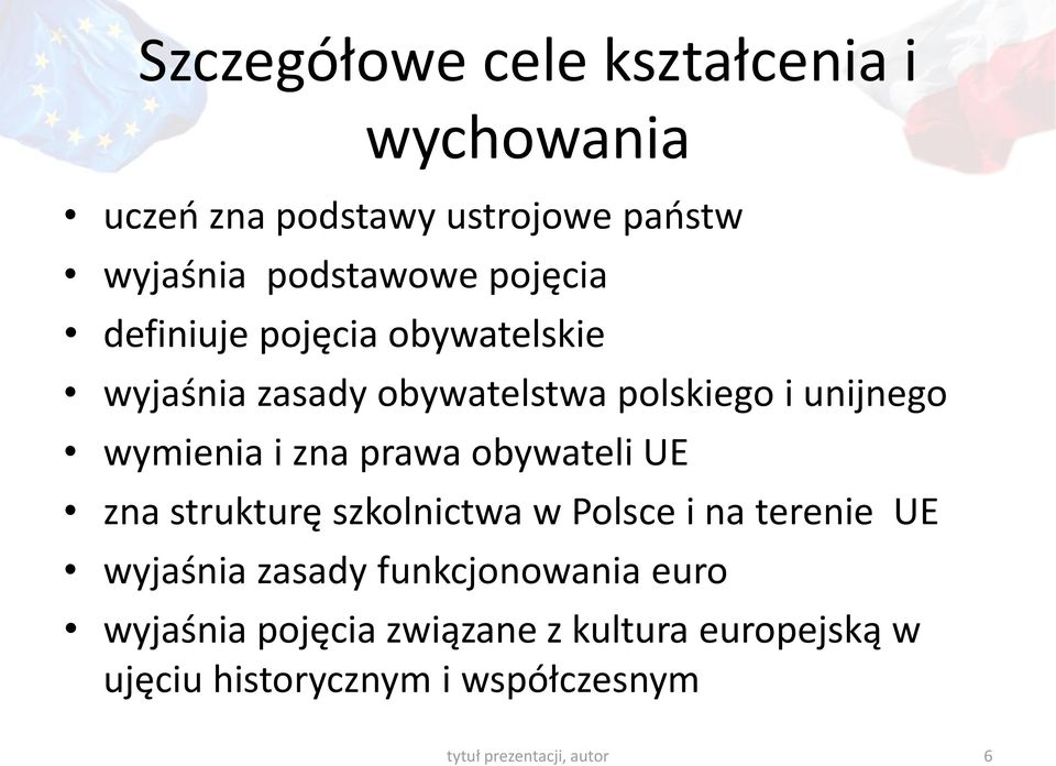 prawa obywateli UE zna strukturę szkolnictwa w Polsce i na terenie UE wyjaśnia zasady funkcjonowania