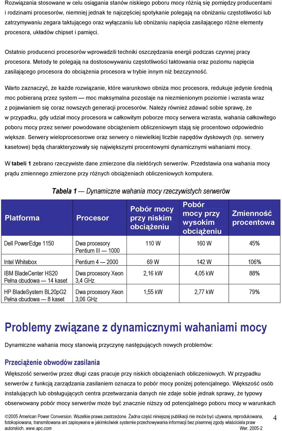 Ostatnio producenci procesorów wprowadzili techniki oszczędzania energii podczas czynnej pracy procesora.