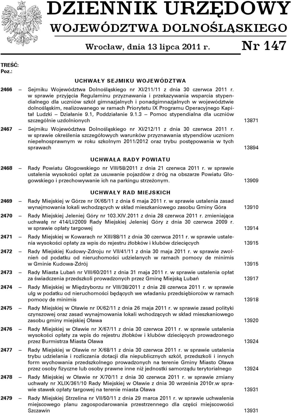 w sprawie przyjęcia Regulaminu przyznawania i przekazywania wsparcia stypendialnego dla uczniów szkół gimnazjalnych i ponadgimnazjalnych w województwie dolnośląskim, realizowanego w ramach Priorytetu
