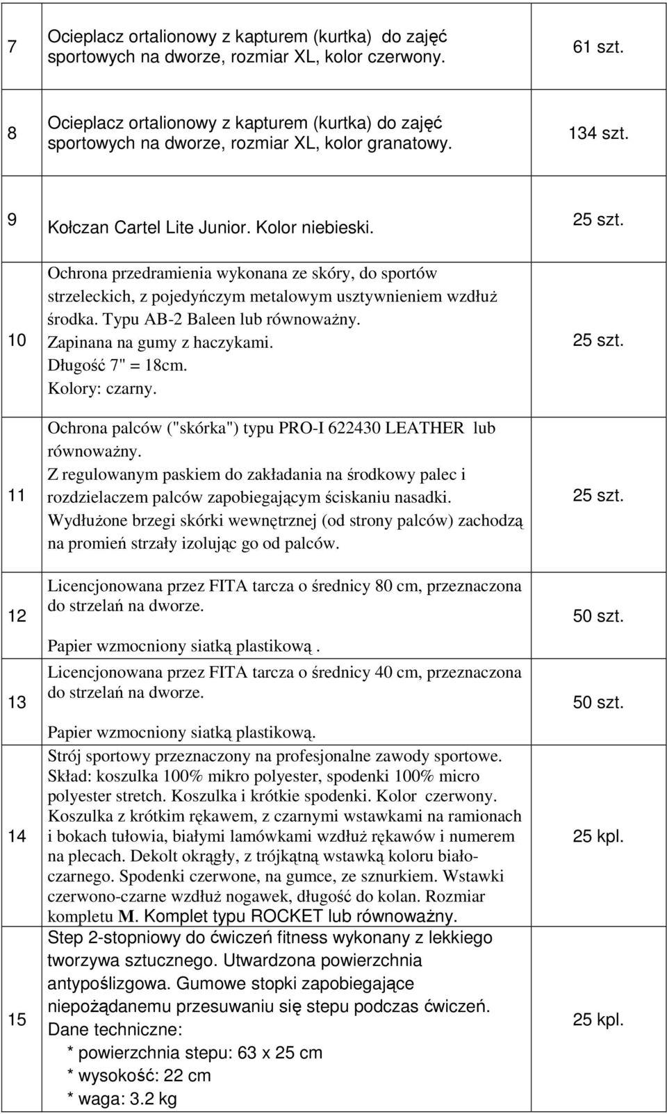 Kolory: czarny. Ochrona palców ("skórka") typu PRO-I 622430 LEATHER lub równoważny. Z regulowanym paskiem do zakładania na środkowy palec i rozdzielaczem palców zapobiegającym ściskaniu nasadki.