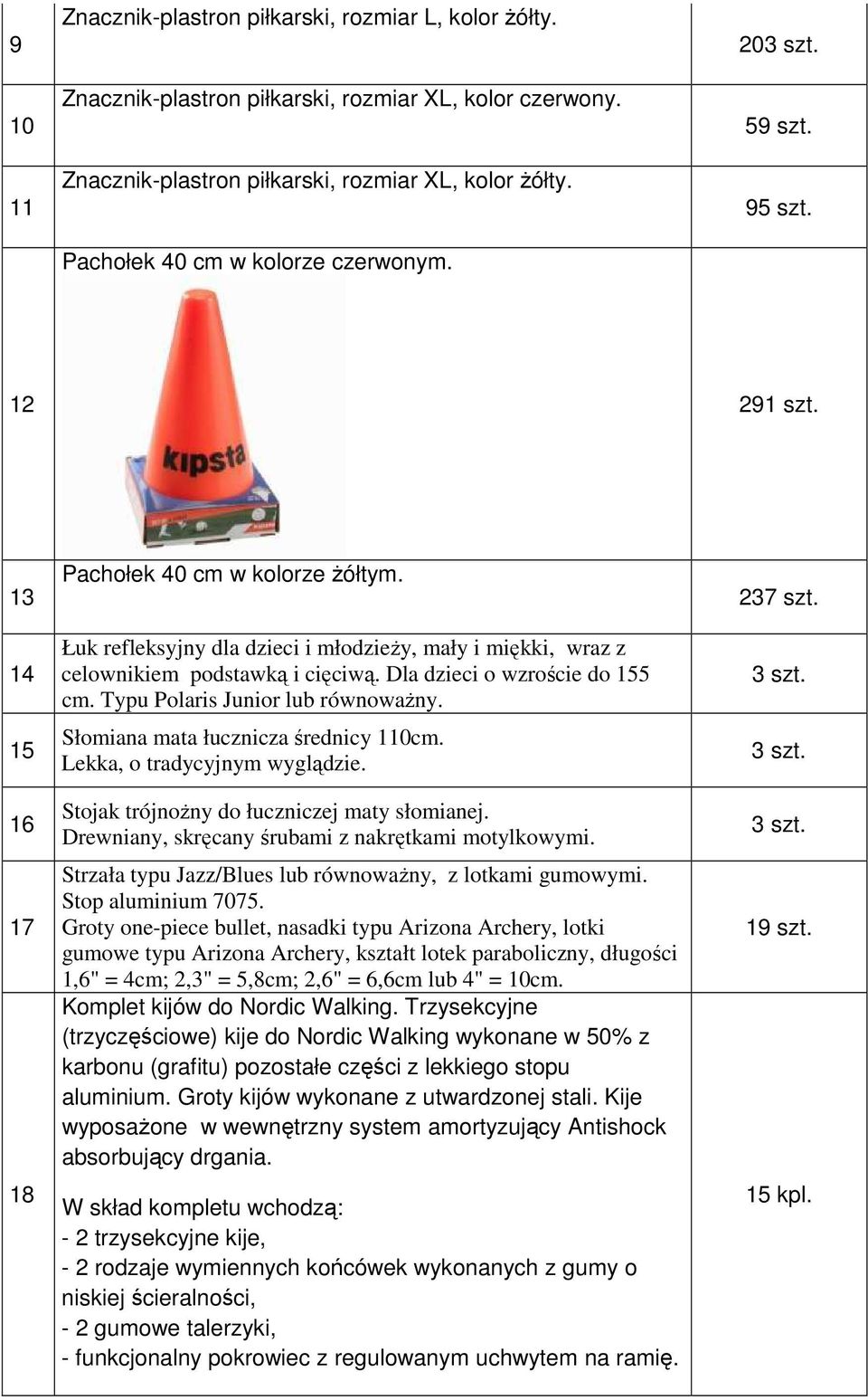 Łuk refleksyjny dla dzieci i młodzieży, mały i miękki, wraz z celownikiem podstawką i cięciwą. Dla dzieci o wzroście do 155 cm. Typu Polaris Junior lub równoważny.