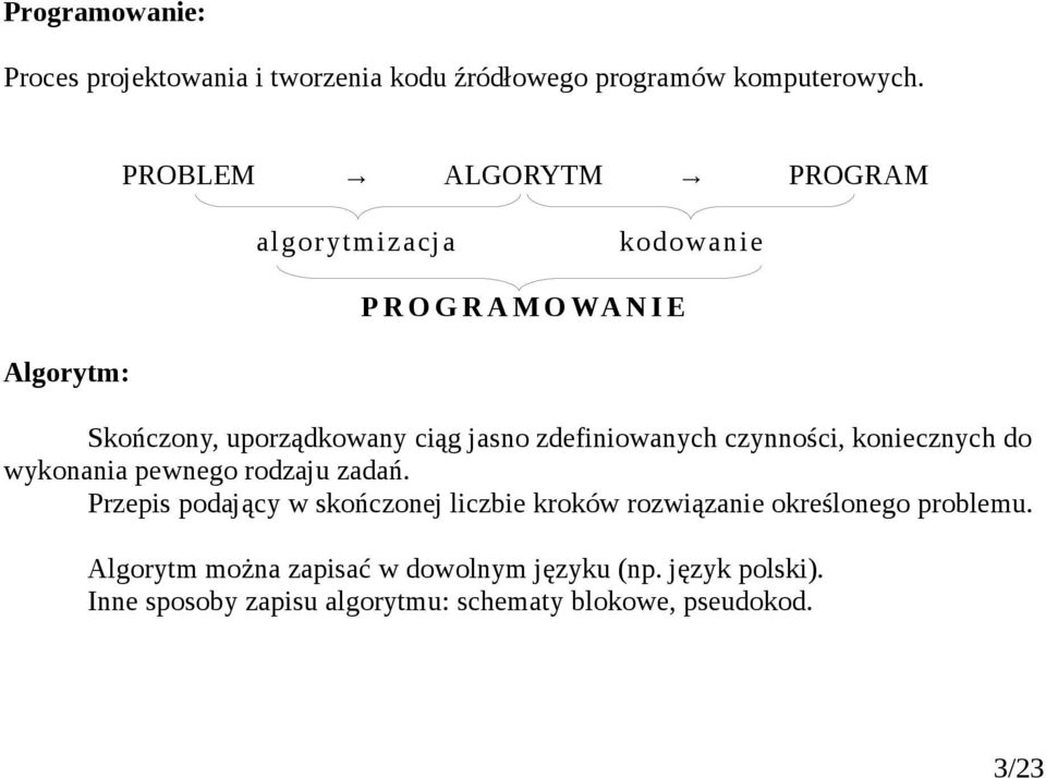 zdefiniownych czynności, koniecznych do wykonni pewnego rodzju zdń.