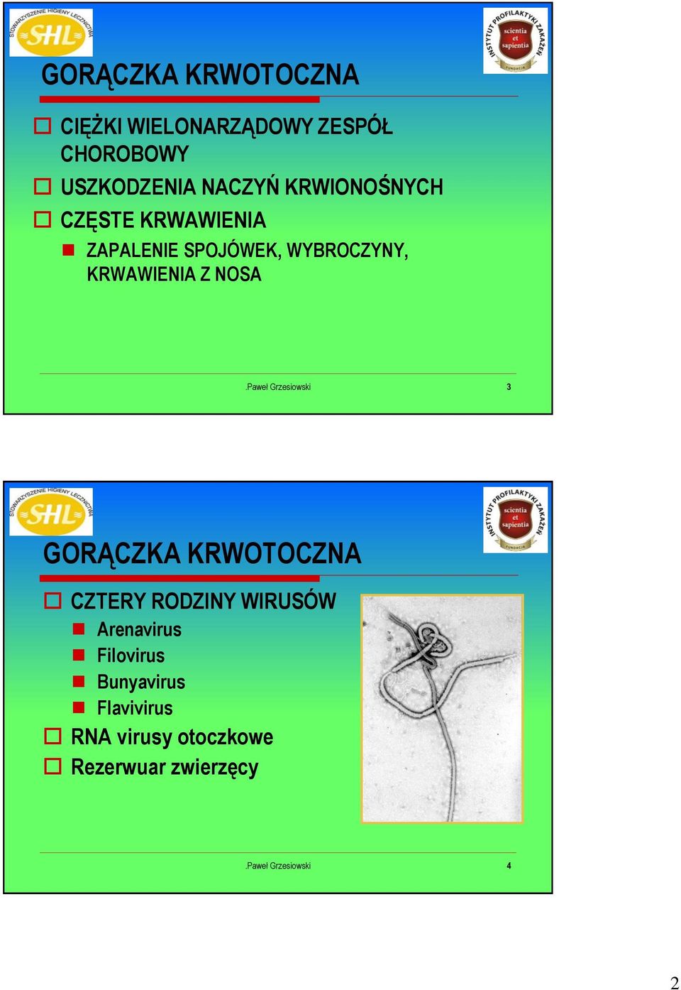 KRWAWIENIA Z NOSA 3 GORĄCZKA KRWOTOCZNA CZTERY RODZINY WIRUSÓW