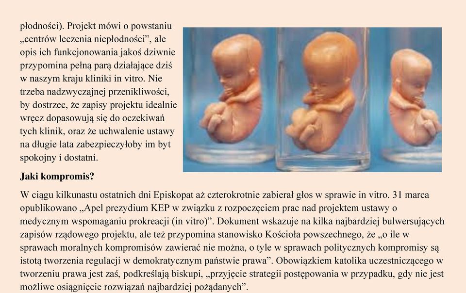 spokojny i dostatni. Jaki kompromis? W ciągu kilkunastu ostatnich dni Episkopat aż czterokrotnie zabierał głos w sprawie in vitro.