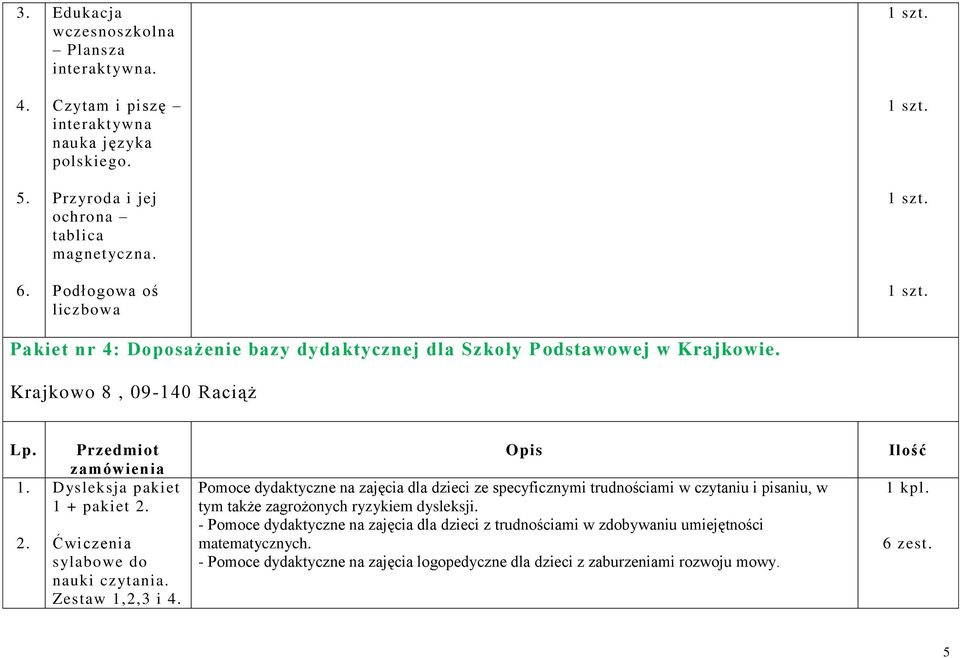 Szkoły Podstawowej w Krajkowie.