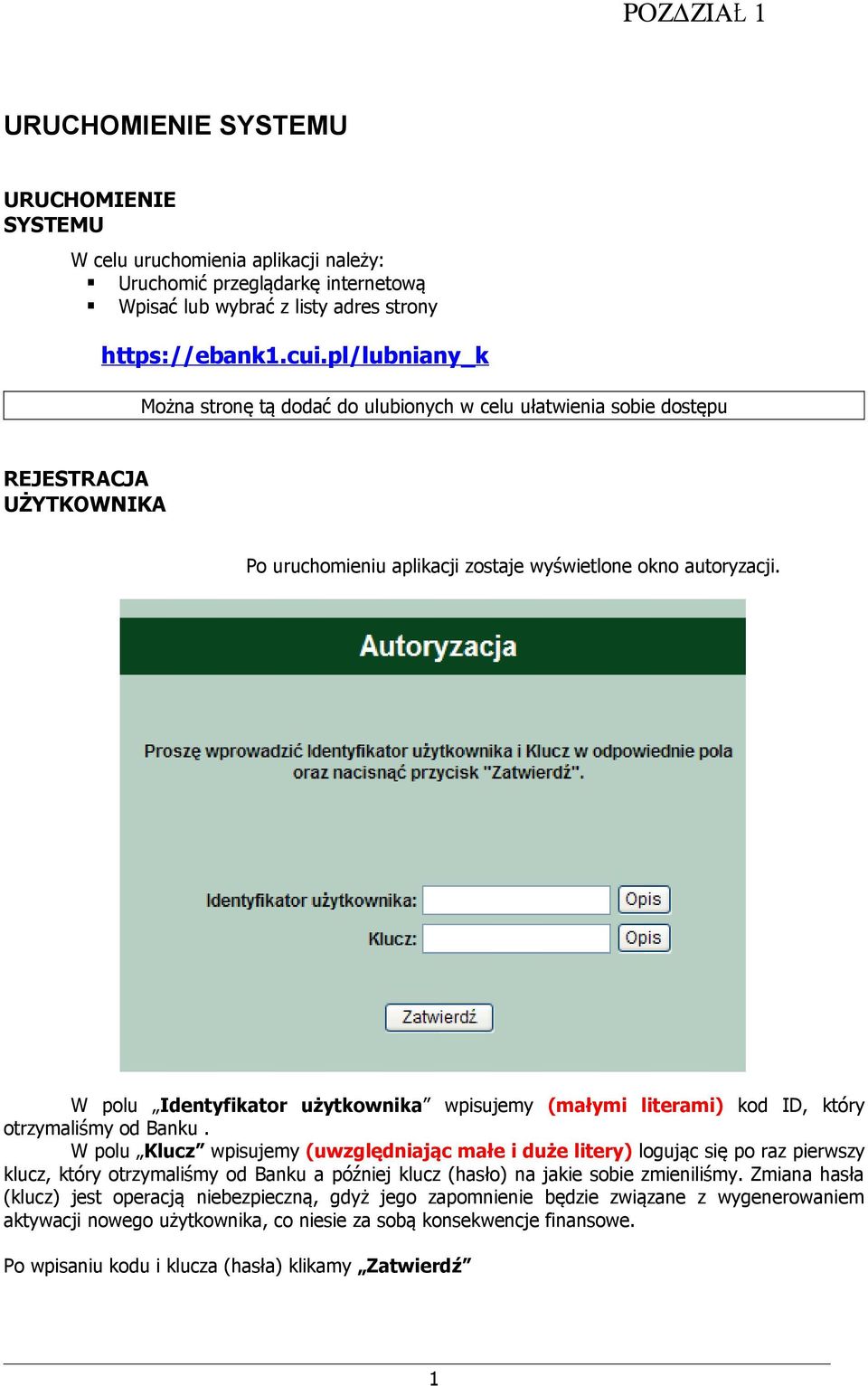 W polu Identyfikator użytkownika wpisujemy (małymi literami) kod ID, który otrzymaliśmy od Banku.