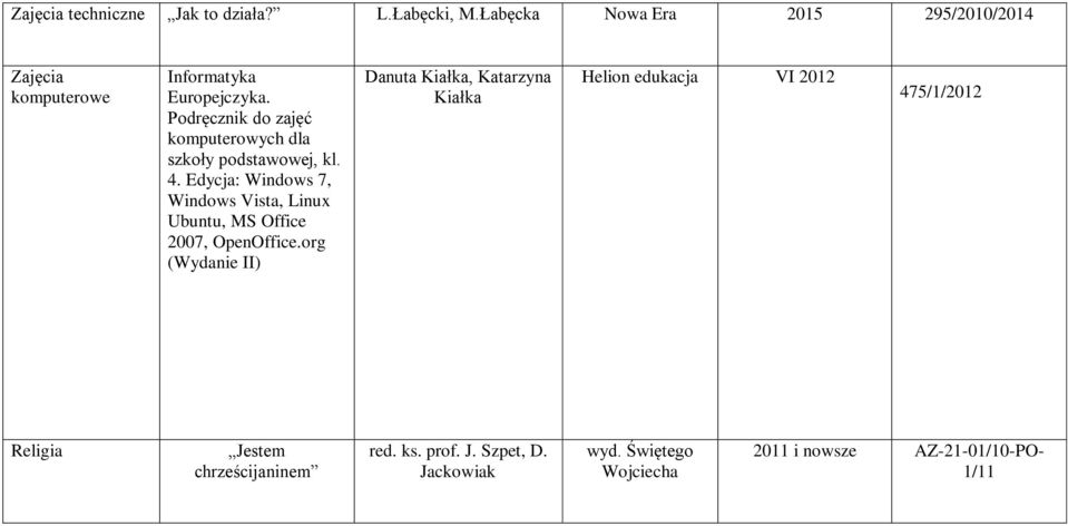 Podręcznik do zajęć komputerowych dla szkoły podstawowej, kl. 4.