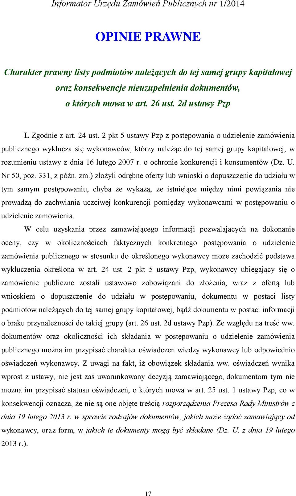 o ochronie konkurencji i konsumentów (Dz. U. Nr 50, poz. 331, z późn. zm.