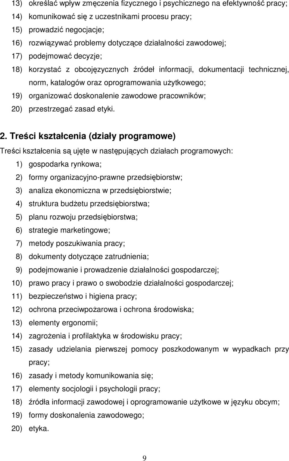 doskonalenie zawodowe pracowników; 20