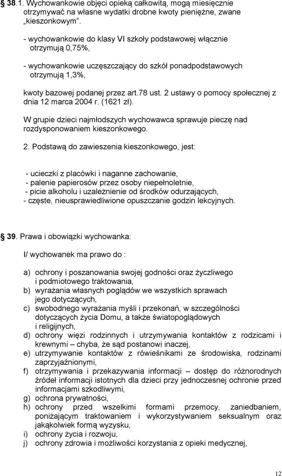 2 ustawy o pomocy społecznej z dnia 12 marca 20