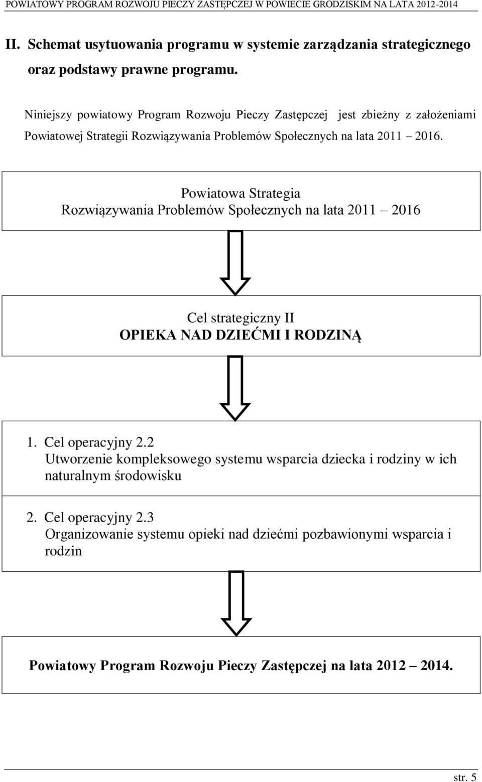 Powiatowa Strategia Rozwiązywania Problemów Społecznych na lata 2011 2016 Cel strategiczny II OPIEKA NAD DZIEĆMI I RODZINĄ 1. Cel operacyjny 2.