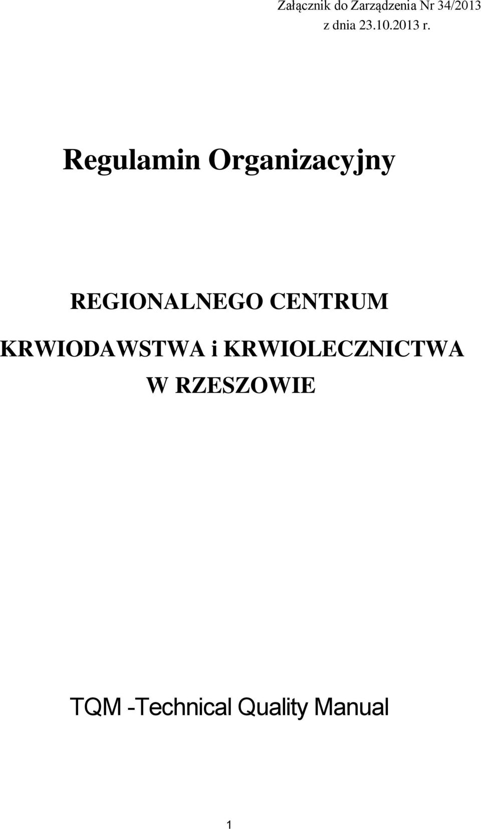 Regulamin Organizacyjny REGIONALNEGO