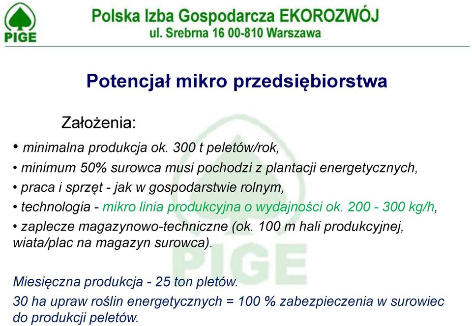 rolnym, technologia - mikro linia produkcyjna o wydajności ok. 200-300 kg/h, zaplecze magazynowo-techniczne (ok.