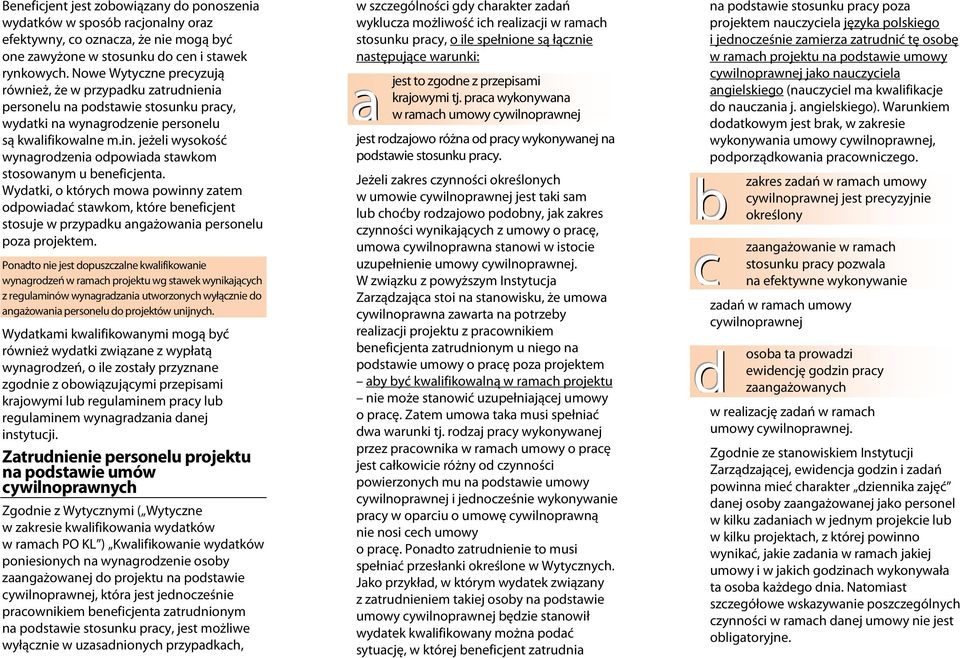 jeżeli wysokość wyngrodzeni odpowid stwkom stosownym u eneficjent. Wydtki, o których mow powinny ztem odpowidć stwkom, które eneficjent stosuje w przypdku ngżowni personelu poz projektem.