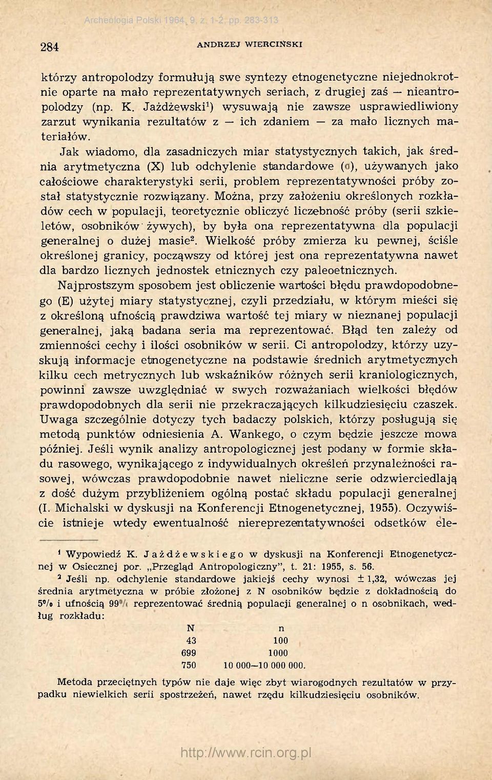 Jak wiadomo, dla zasadniczych miar statystycznych takich, jak średnia arytmetyczna (X) lub odchylenie standardowe (δ), używanych jako całościowe charakterystyki serii, problem reprezentatywności