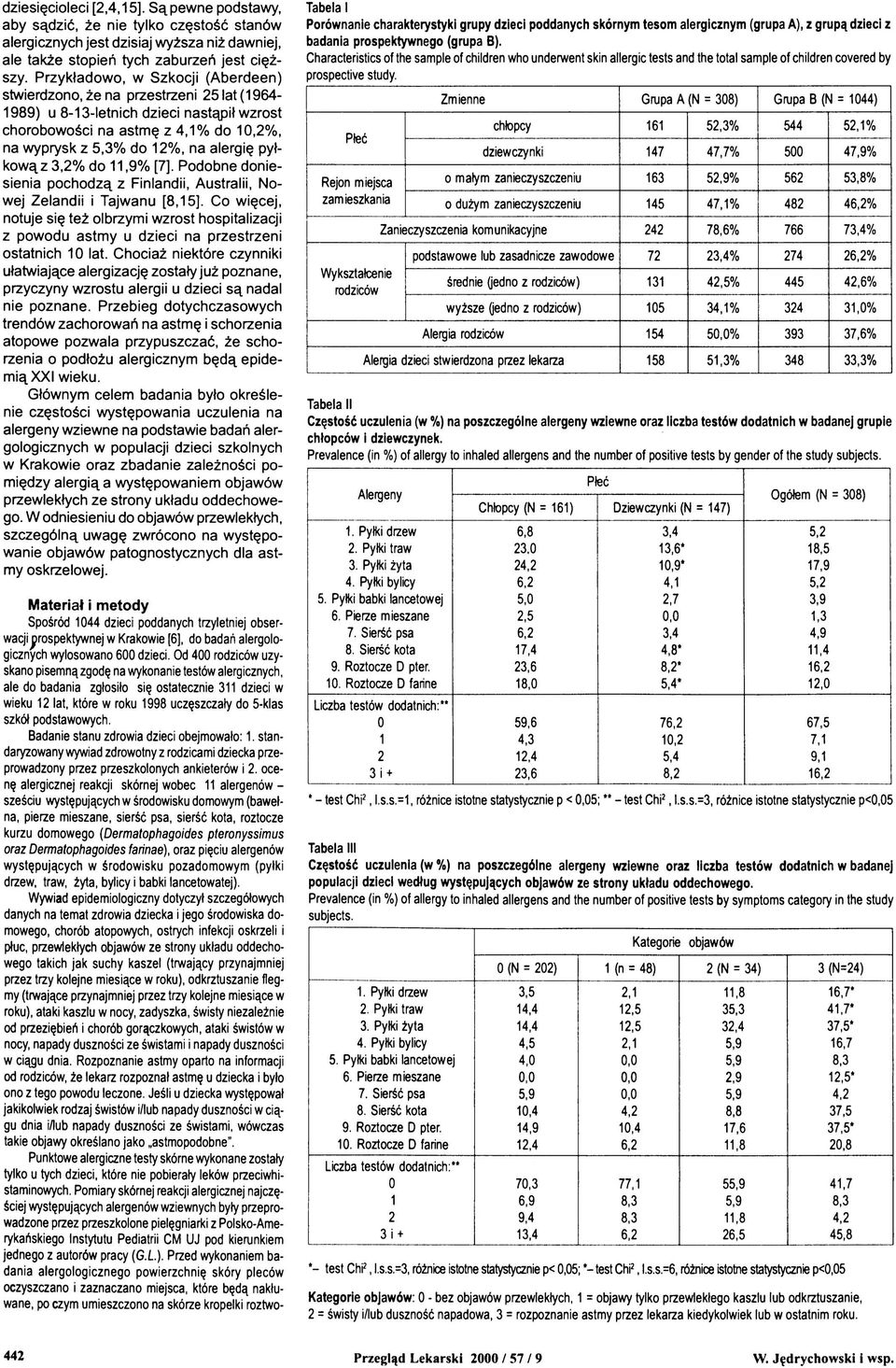 alergię pyłkow ą z 3,2% do 11,9% [7]. Podobne doniesienia p ochodzą z Finlandii, Australii, N o w ej Z elandii i Tajw anu [8,15].