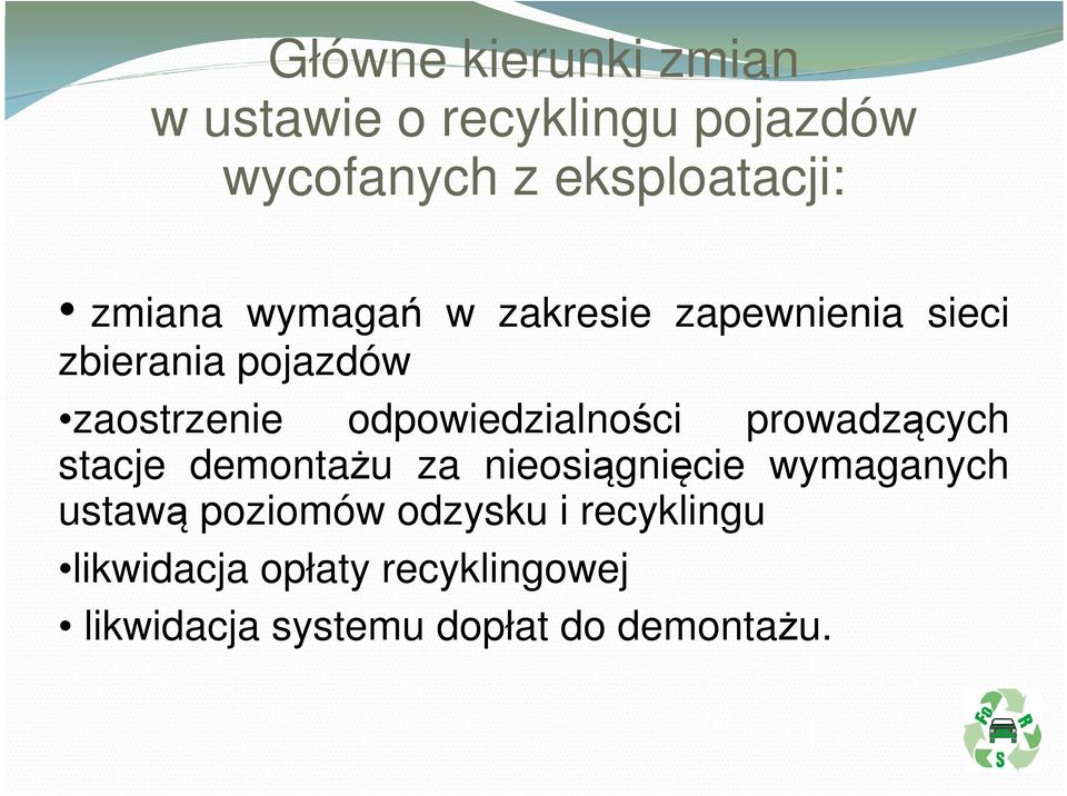 odpowiedzialności prowadzących stacje demontażu za nieosiągnięcie wymaganych ustawą