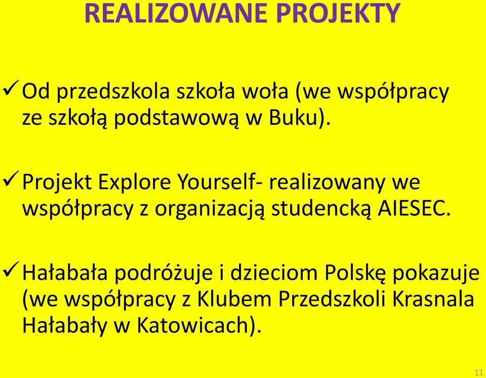 Projekt Explore Yourself- realizowany we współpracy z organizacją