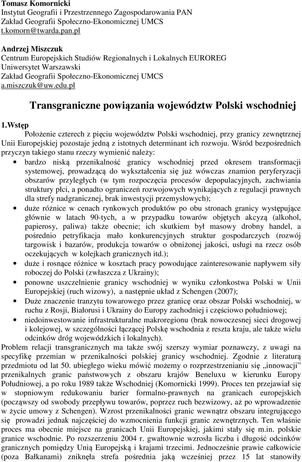 pl Transgraniczne powiązania województw Polski wschodniej 1.