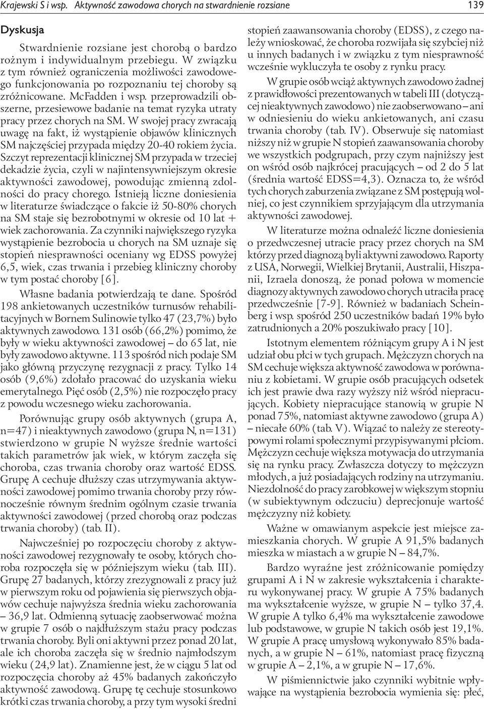 przeprowadzili obszerne, przesiewowe badanie na temat ryzyka utraty pracy przez chorych na SM.