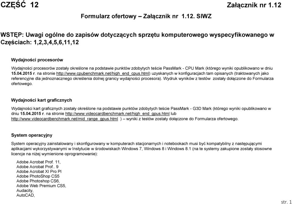 Formularz ofertowy Załącznik nr 1.12.