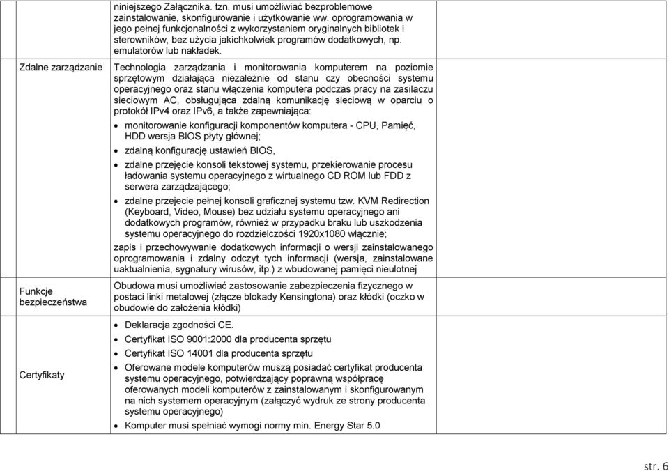 Zdalne zarządzanie Funkcje bezpieczeństwa Certyfikaty Technologia zarządzania i monitorowania komputerem na poziomie sprzętowym działająca niezależnie od stanu czy obecności systemu operacyjnego oraz