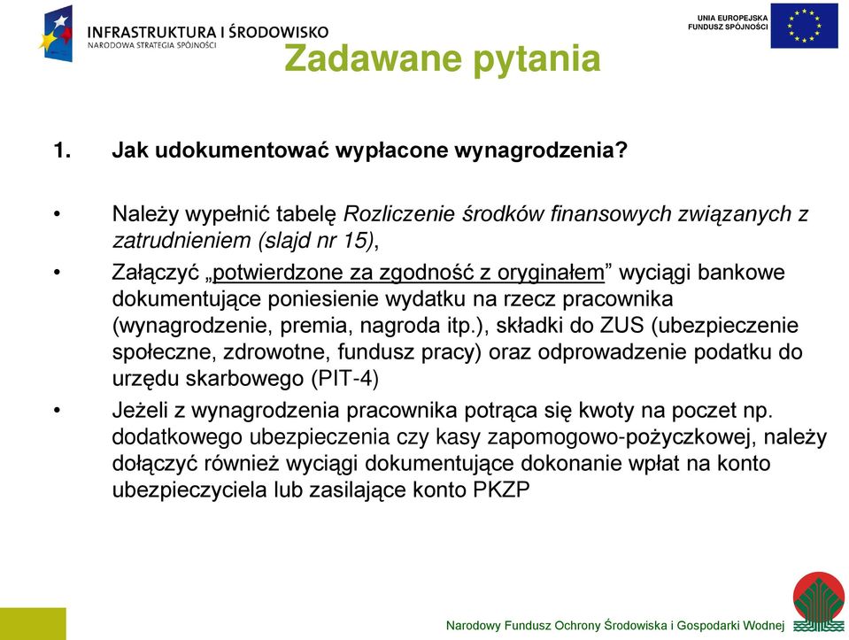 dokumentujące poniesienie wydatku na rzecz pracownika (wynagrodzenie, premia, nagroda itp.